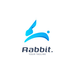 jumping rabbit logo design