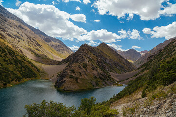 amazing mountain lake under the clouds