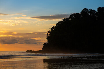 landscape of a beautiful sunset without people at Hermosa beach in Costa Rica