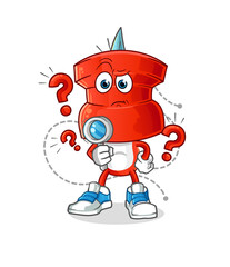 push pin head cartoon searching illustration. character vector