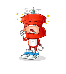 push pin head cartoon yawn character. cartoon mascot vector