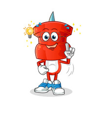 push pin head cartoon got an idea. mascot vector