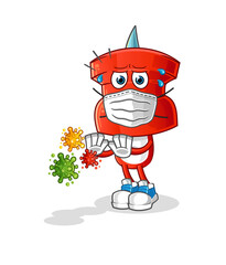 push pin head cartoon refuse viruses. cartoon mascot vector