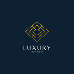 luxury abstract golden line logo design