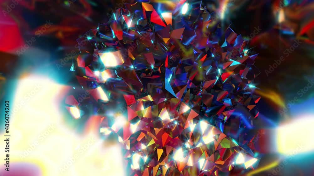 Poster geometric abstract crystal with futuristic 3d render bright gradient. soft digital luster of mineral