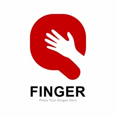 letter Q with hand fingers logo vector design. Suitable for hand symbol, partnership, identity, support, and teamwork