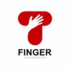 letter T with hand fingers logo vector design. Suitable for hand symbol, partnership, identity, support, and teamwork