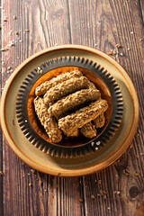 Homemade bread sticks with sunflower seeds