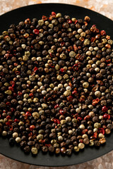 Close up view of mixed peppercorn seeds