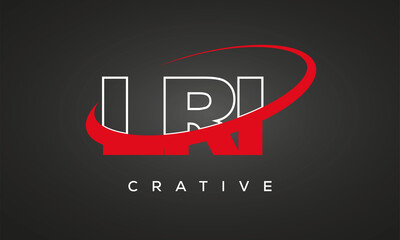 LRI letters creative technology logo with 360 symbol vector art template design