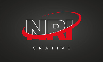 Fototapeta na wymiar NRI letters creative technology logo with 360 symbol vector art template design