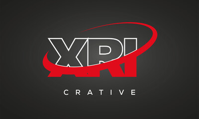 XRI letters creative technology logo with 360 symbol vector art template design