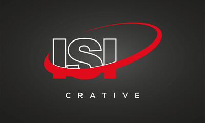 ISI letters creative technology logo with 360 symbol vector art template design