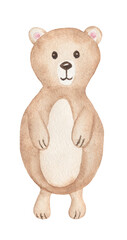 Cute Boho Animal Clipart, Watercolor hand drawn Forest Bear illustration, Kids Wall Art, Baby Shower, Choldren Invitation, Scrapbook clipart, nursery poster
