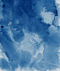 Blue abstract background. Versatile artistic image for creative design projects: posters, banners, cards, book covers, magazines, prints and wallpapers. Watercolor painting.