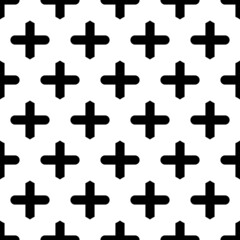 Obraz premium Seamless pattern with crosses ornament. Background with repeated cross shapes ornamentation. Ancient embroidery wallpaper. Ethnic motif. Digital paper, textile print, web design. Vector illustration.