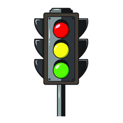 Traffic light illustration. Stoplight with green light, red light, and yellow light turn on icon. Vector Illustration isolated on white background