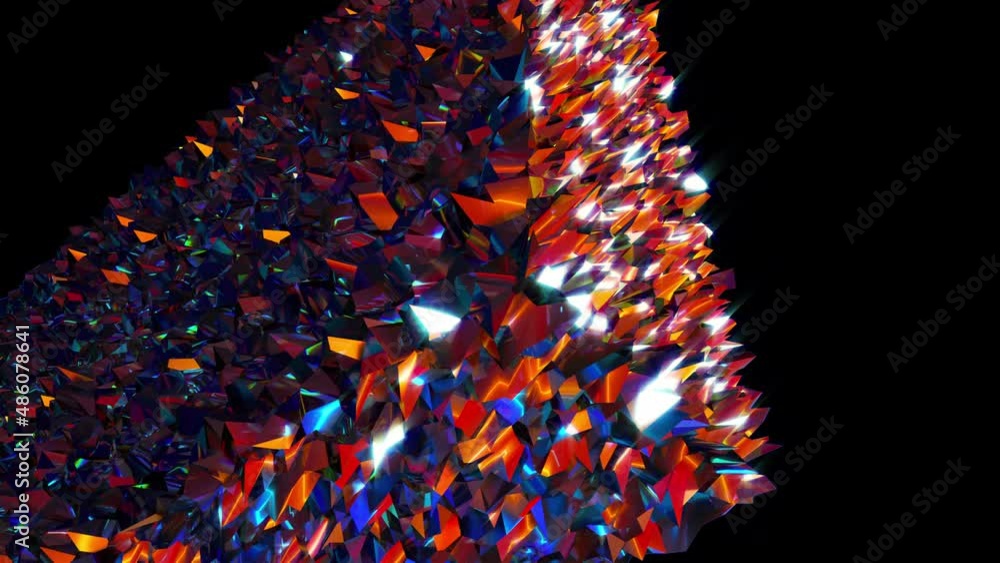 Poster geometric abstract crystal with futuristic 3d render bright gradient. soft digital luster of mineral