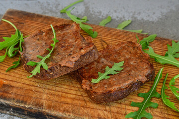 Yellow cheese and   minced meat  hot  sandwich
