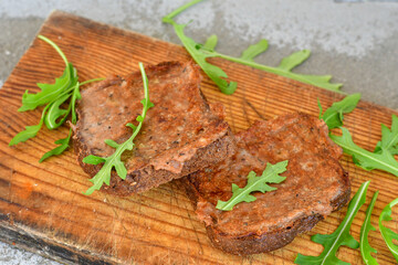 Yellow cheese and   minced meat  hot  sandwich