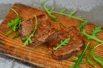 Yellow cheese and   minced meat  hot  sandwich