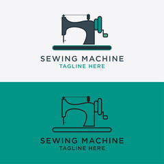 Set Sewing machine logo. Textile logo. Custom vector logo template.