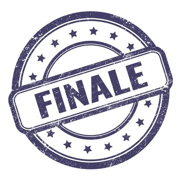 FINALE text on indigo blue grungy vintage round stamp.