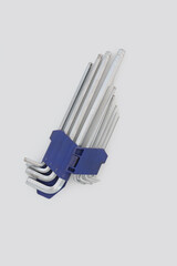 set of hexagon wrenches on a white background