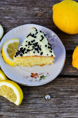 Lemon cake .Lemon almond gluten free cake with cream cheese frosting. Ketogenic diet dessert