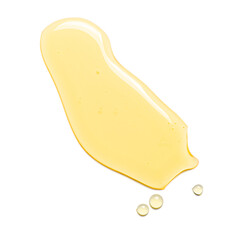 Fresh honey or synthetic oil or vegetable oil. White background. Copy space.