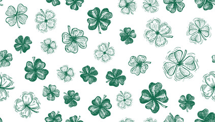 Clover set, St. Patrick's Day. Hand drawn illustrations. Vector.	
