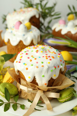 Concept of tasty Easter food, close up