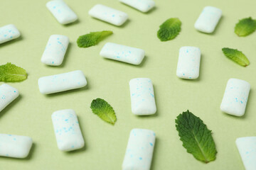 Concept of chewing or bubble gum, close up