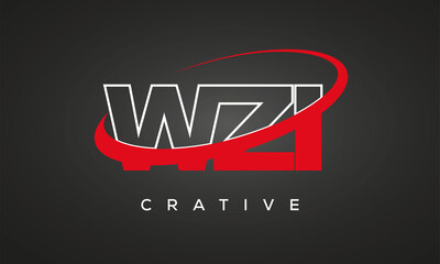 WZI letters creative  technology logo with 360 symbol vector art template design	 - obrazy, fototapety, plakaty