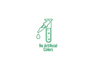 No artificial colors sign or logo. No artificial colors and dyes label or symbol. Artificial colors free stamp, tag, sticker, icon, badge.