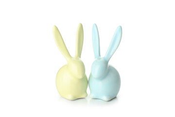 Two Easter bunnies isolated on white background