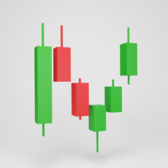 Growth candlestick graphic 3d render of icon