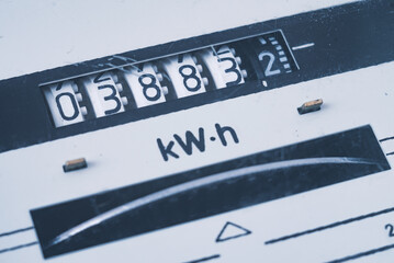Readings of the analogue electromechanical induction electricity meter at home.