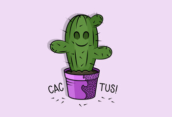illustration of smiling ugly cactus