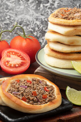 Arabian food known as meat sfiha.