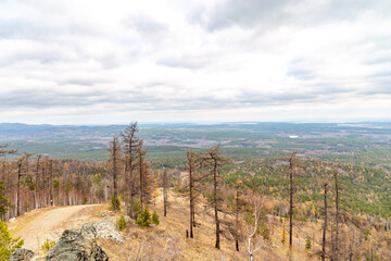 Beautiful view from Egoza mountain, Chelyabinsk region, South Ural, Russia.