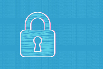 2d illustration Safety concept: Closed Padlock on digital background
