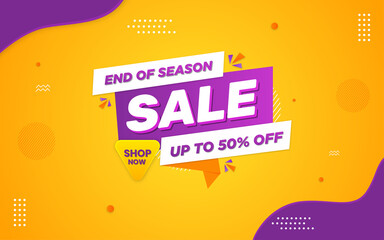 Obraz premium End Of Season sale poster, sale banner design template with 3d editable text effect.