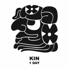 Vector icon with long count glyph from Maya calendar. Period symbol Kin