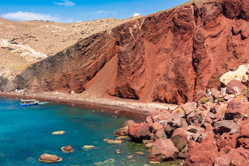 Red Beach Santorini, the most famous and spectacularl beach located in the area of Akrotiri on the island of Santorini. Greece