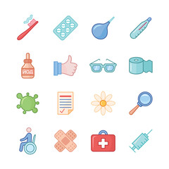 Vector color icons with medical accessories