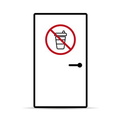 say no to plastic glass red prohibition sign on door. Vector