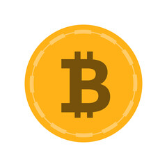 Bitcoin orange logo icon in circle. Vector