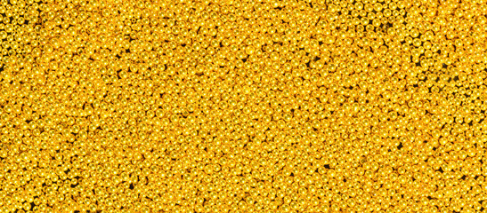 Close-up surface of many yellow beads, top view. Suitable for backdrop. Banner