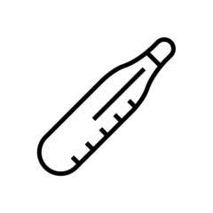 Vector linear icon with medical thermometer